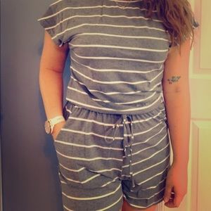 Grey stripe romper